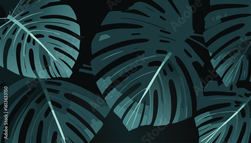 modern design featuring abundance tropical green and gold leaves
