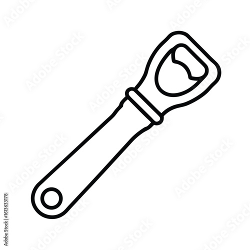Clean stroke drawing of a bottle opener on a white background