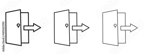 Logout icon symbol line. Editable stroke width