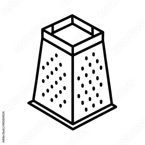 Minimalist line art illustration of a box grater with rectangular holes