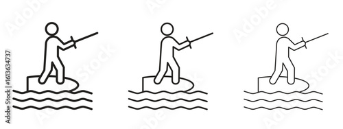 Kitesurf sign icon symbol line. Editable stroke width
