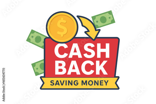 Cash back vector icon. Money refund concept. Saving money promotion label. Financial bonus cashback reward program sticker. Sale discount offer badge. Isolated illustration.