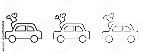 Just married icon symbol line. Editable stroke width