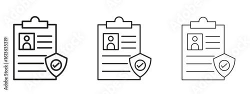 Insurance policy icon symbol line. Editable stroke width