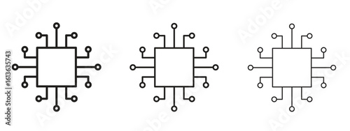 ICT icon symbol line. Editable stroke width