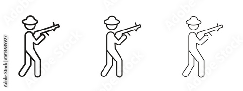 Hunter icon symbol line. Editable stroke width