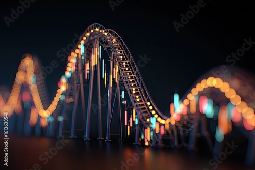 Roller coaster shaped graph of stock prices at night