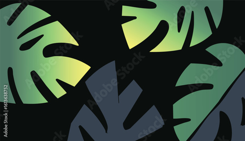 modern design featuring abundance tropical green and gold leaves
