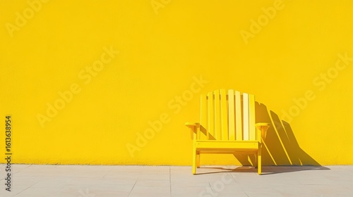 Bright yellow chair sitting outdoors against sunny wall