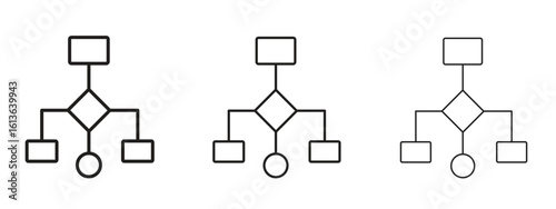Flowchart icon symbol line. Editable stroke width