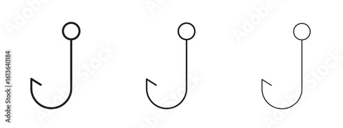 Fishing Hook icon symbol line. Editable stroke width