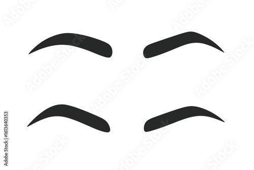Set of various eyebrow shapes. Vector illustration for beauty salon, makeup artist, microblading, permanent makeup. Female brows form collection isolated on white background.