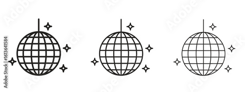 Disco ball icon symbol line. Editable stroke width