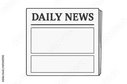 Daily news newspaper template. Blank vector mockup for publication, press, and media. Empty page for article headline or journal information. Isolated illustration.