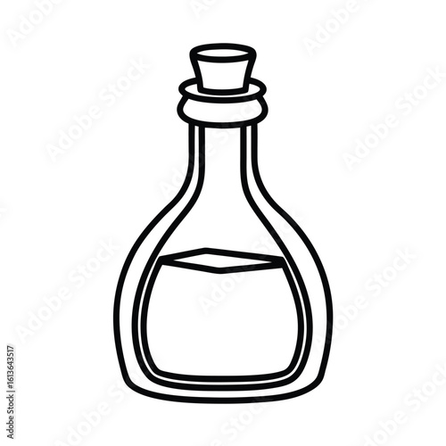 Minimalist cooking oil bottle with cap line art illustration for food and beverage branding