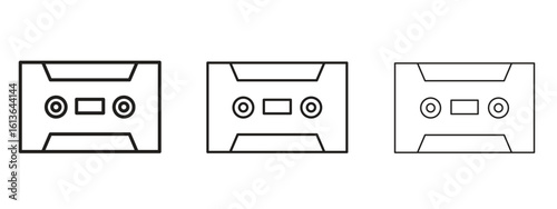 Cassette tape icon symbol line. Editable stroke width