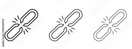 Broken link icon symbol line. Editable stroke width