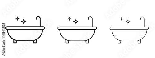 Bathtub cleaning icon symbol line. Editable stroke width