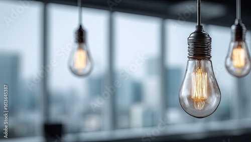 Vintage Edison bulbs hanging in a modern space (1)