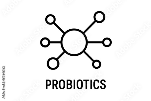 Probiotics line icon. Vector illustration of gut health bacteria. Microbiome, prebiotic, and digestive enzyme concept. Medical symbol for dietary supplement design.