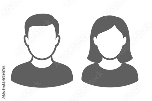 Man and woman user profile avatar icon set. Male and female face silhouette. Person placeholder symbol. People gender vector illustration for web design or business concept.