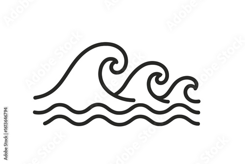 Sea waves line icon vector illustration. Simple water wave symbol, ocean logo concept. Minimalist surf graphic. Nautical flow outline sign for marine design.