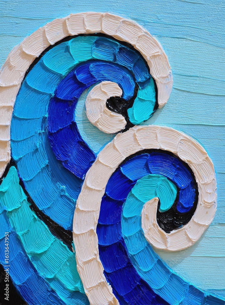 Fototapeta premium Close-up of abstract painted ocean waves