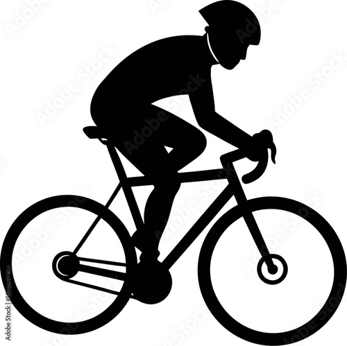 Vector art of a cyclist silhouette riding a bicycle, showcasing speed and athleticism isolated on white background