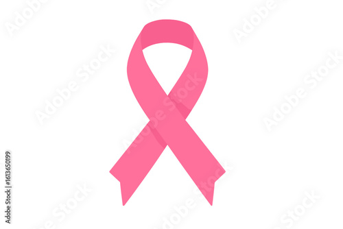 Pink ribbon vector for breast cancer awareness month. Symbol of hope, support, and health for women's healthcare campaigns. Charity and fundraising concept isolated on white.