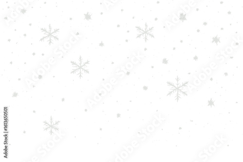 Silver glitter snowflakes on transparent background. Winter snow effect for Christmas and New Year design. Festive falling snow vector illustration for holiday decoration.