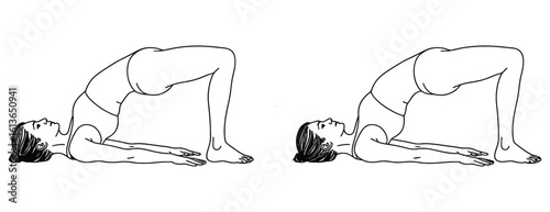Illustration of a woman doing a bridge exercise isolated on white background