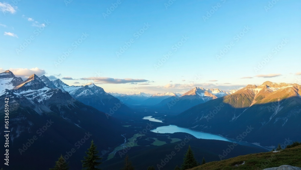 Fototapeta premium Majestic Mountain Valley With Turquoise Lake mountain range