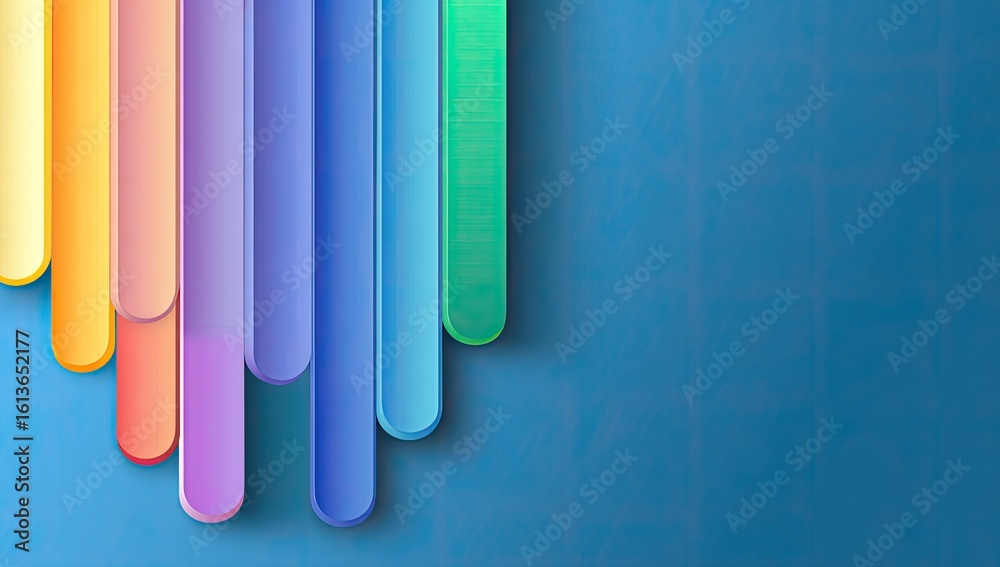 Obraz premium Colorful, overlapping, vertical, 3D-like shapes on a textured background