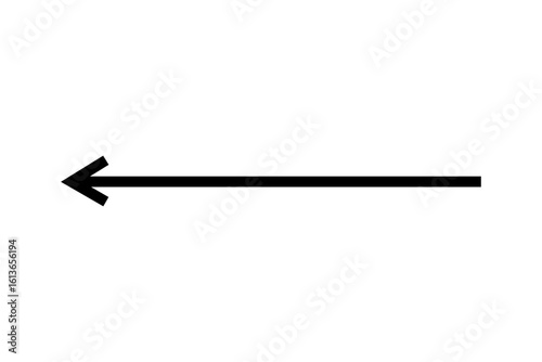 Straight black arrow vector left side direction. Black line arrow pointing left side. Flat style arrow icon for website design, logo, app, UI design. Vector illustration.