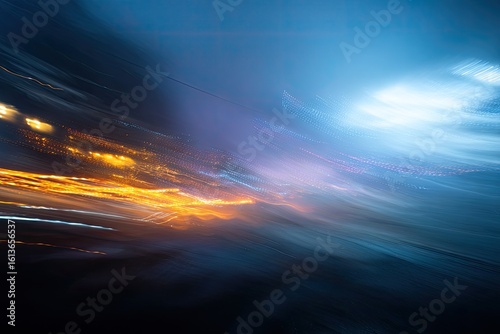 Abstract dynamic motion blur of city lights