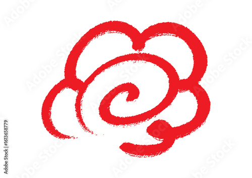 シンプルな手書き風の赤いはなまるのイラストアイコン