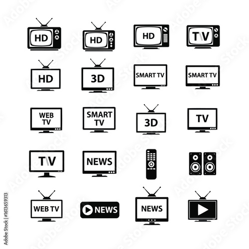 Television icons and audio speakers smart tv