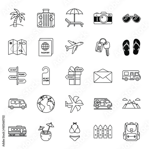 Travel and vacation icons holiday luggage