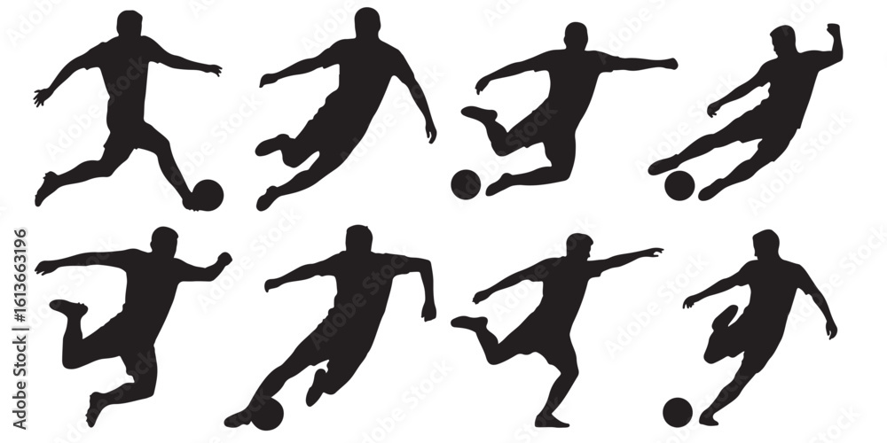 Obraz premium vector of silhouette set of soccer players