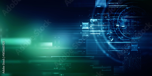 2d illustration Abstract futuristic electronic circuit technology background