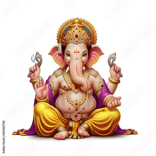 AI Generated Illustration for Happy Ganesh Chaturthi Festival for Invitation, Poster, Social Media Post Design Background