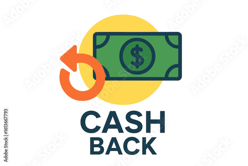 Cash back service icon vector illustration. Money return symbol. Financial reward program concept. Bonus cash for shopping. Dollar banknote with refund arrow. Saving money.