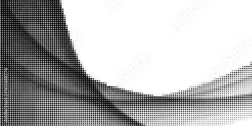 Halftone wave background. Vector dots pattern wave with grain noise texture in halftone wavy flow