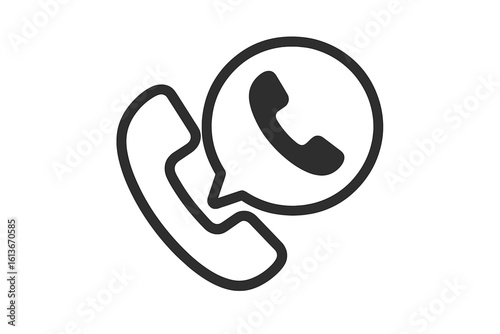 Hotline icon with telephone. Speech bubble for communication. Vector symbol for customer service, support center. Contact us concept. Phone call illustration. Helpline graphic.