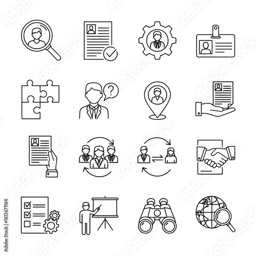 Business icons for recruitment and human resources