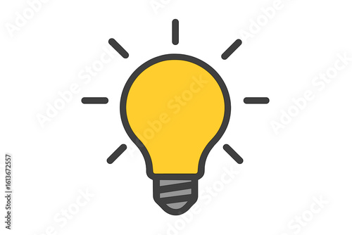 Light bulb icon. Idea, solution, innovation, thinking, creativity concept. Simple flat vector illustration. Symbol of inspiration, energy, electricity. Isolated graphic element.