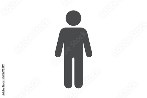 Person icon, simple man symbol for user profile avatar. Human figure silhouette. Flat vector pictogram for graphic design, website, app. Public toilet restroom sign. People.
