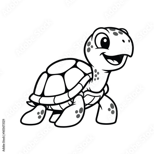 Cheerful cartoon turtle smiling animal reptile