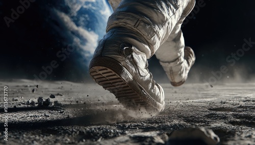 Fototapeta Naklejka Na Ścianę i Meble -  Astronaut running on the moon