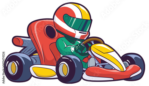 go kart racing vector illustration